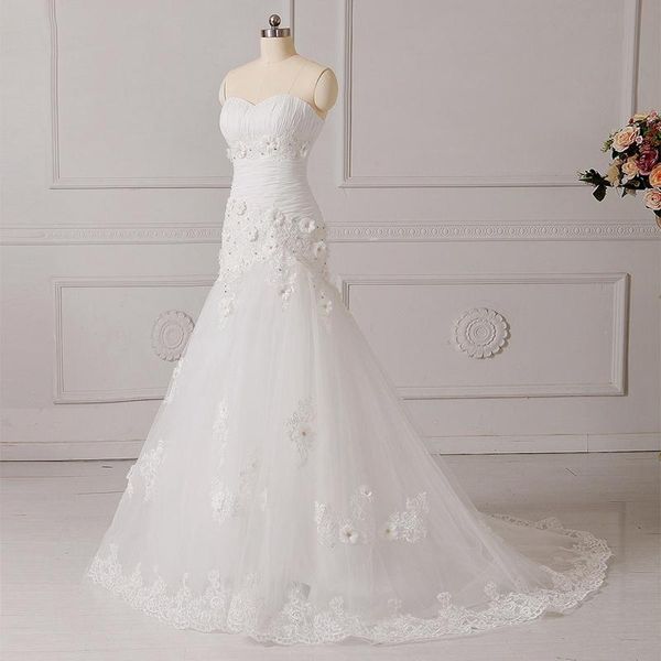 setwell strapless mermaid wedding dresses sweetheart sleeveless beaded lace appliques 3d flowers floor length bridal gowns, White
setwell strapless mermaid wedding dresses sweetheart sleeveless beaded lace appliques 3d flowers floor length bridal gowns, White
