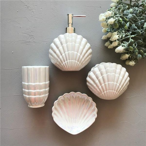 bath accessory set ceramic shell shape bathroom washing tools bottle mouthwash cup soap toothbrush holder household articles wf
bath accessory set ceramic shell shape bathroom washing tools bottle mouthwash cup soap toothbrush holder household articles wf