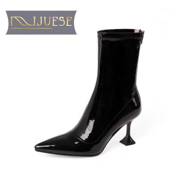 boots mljuese 2021 women mid-calf patent leather winter short plush pointed toe zipper high heels female size 401, Black
boots mljuese 2021 women mid-calf patent leather winter short plush pointed toe zipper high heels female size 401, Black