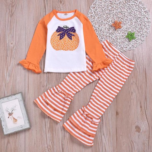 clothing sets toddler girl halloween outfits cotton pumpkin clothes ruffled long sleeves shirt orange striped flare pants, White
clothing sets toddler girl halloween outfits cotton pumpkin clothes ruffled long sleeves shirt orange striped flare pants, White