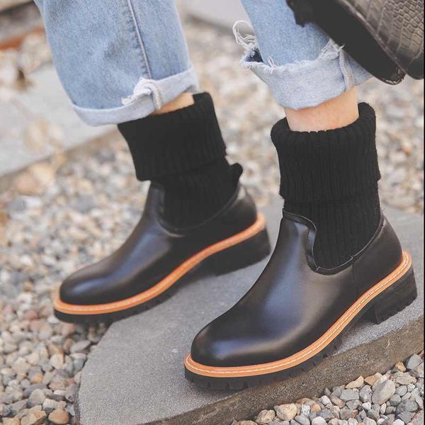 boots 2021 winter shoes women's cow leather patchwork knitting round toe med heels keep warm women mid-calf, Black
boots 2021 winter shoes women's cow leather patchwork knitting round toe med heels keep warm women mid-calf, Black