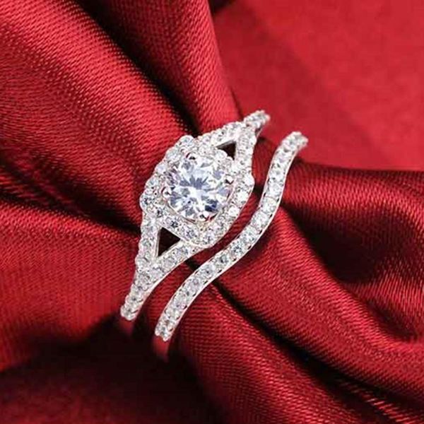 cluster rings moonso a pair luxury genuine 925 sterling silver for women wedding engagement jewelry r236, Golden;silver
cluster rings moonso a pair luxury genuine 925 sterling silver for women wedding engagement jewelry r236, Golden;silver