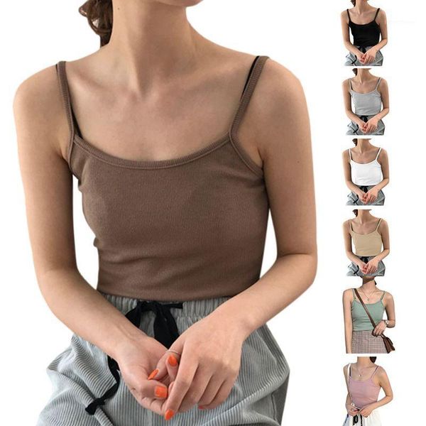 women sleeveless slim cropped tank sweet solid candy color camisole ribbed knit u-neck basic stretchy sling vest1, White
women sleeveless slim cropped tank sweet solid candy color camisole ribbed knit u-neck basic stretchy sling vest1, White