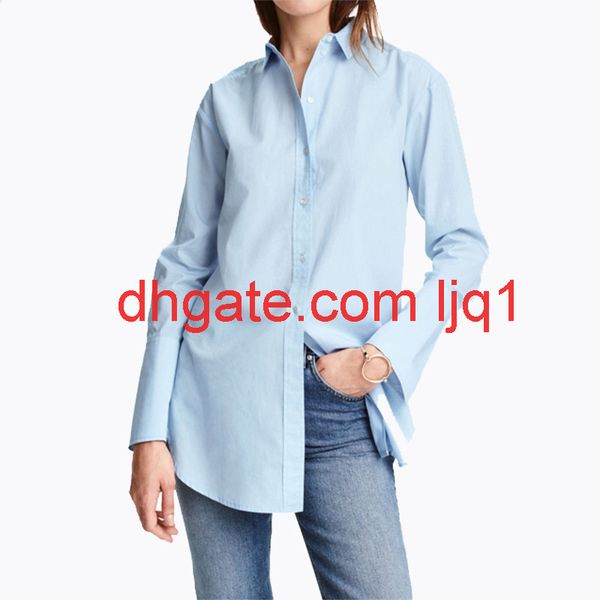ladies cool wind shirt girls fashion simple solid color single breasted front short long shirt, White
ladies cool wind shirt girls fashion simple solid color single breasted front short long shirt, White