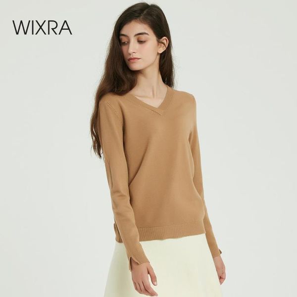 wixra womens sweater knitted loose pullover autumn winter long sleeve solid soft jumper v neck pull femme, White;black 
wixra womens sweater knitted loose pullover autumn winter long sleeve solid soft jumper v neck pull femme, White;black