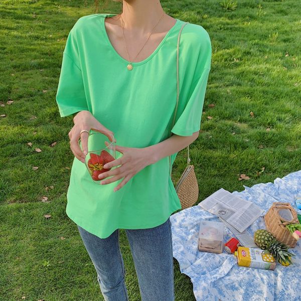 fall coat t-shirt 2020 new loose versatile crew neck t-shirt comfortable and thin solid color simple fashion girls' short sleeve 5bv, White
fall coat t-shirt 2020 new loose versatile crew neck t-shirt comfortable and thin solid color simple fashion girls' short sleeve 5bv, White