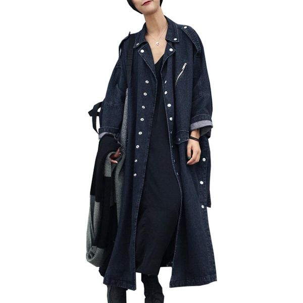 new women large size trench coat x-long jeans outerwear loose windbreaker spring autumn washed denim coat lm235, Tan;black
new women large size trench coat x-long jeans outerwear loose windbreaker spring autumn washed denim coat lm235, Tan;black
