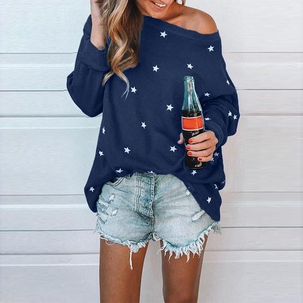 women's t-shirt casual loose large size spring 2021 women long sleeve pentagram printed off shoulder shirt clothing1, White
women's t-shirt casual loose large size spring 2021 women long sleeve pentagram printed off shoulder shirt clothing1, White