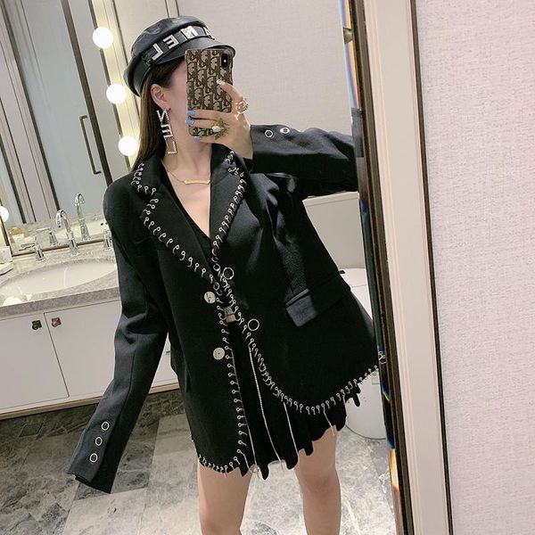 heavy iron ring design women's black suit jacket fall and winter 2020 female midi-length small suit blazer coat, White;black
heavy iron ring design women's black suit jacket fall and winter 2020 female midi-length small suit blazer coat, White;black