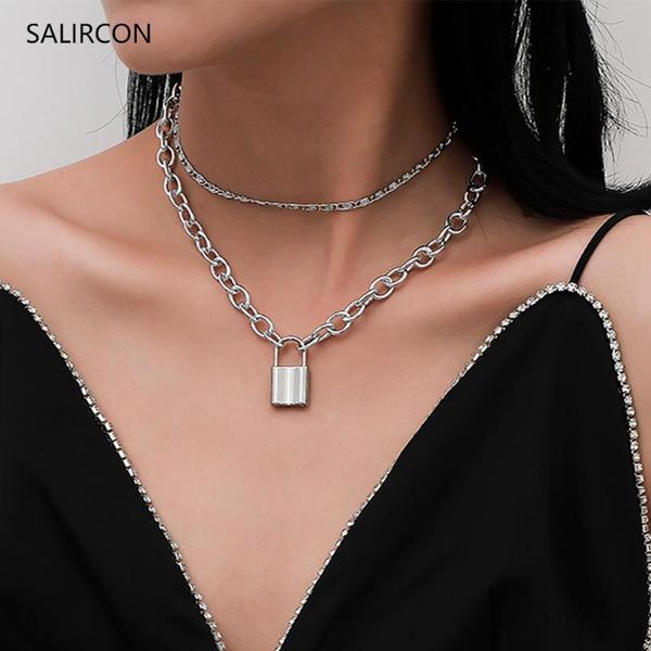 salircon aluminium link chain padlock pendant necklace for women silver color multi layer choker necklace delicate jewelry gift
salircon aluminium link chain padlock pendant necklace for women silver color multi layer choker necklace delicate jewelry gift