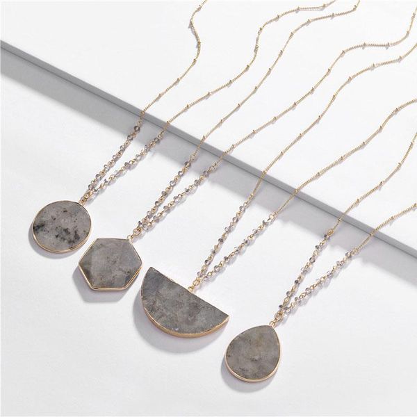 pendant necklaces fashion jewelry natural labradorite stone necklace 80cm long chain for women, Silver
pendant necklaces fashion jewelry natural labradorite stone necklace 80cm long chain for women, Silver
