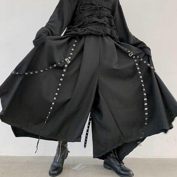 men's pants loose wide-leg for men and women, solid color yamamoto-style dark culottes, rivet ribbon decoration, casual pants, f, Black
men's pants loose wide-leg for men and women, solid color yamamoto-style dark culottes, rivet ribbon decoration, casual pants, f, Black