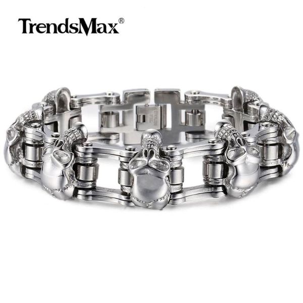 link, chain trendsmax 316l stainless steel bracelet 3/7 skull biker bicycle link wristband for mens boys male jewelry 284, Black
link, chain trendsmax 316l stainless steel bracelet 3/7 skull biker bicycle link wristband for mens boys male jewelry 284, Black