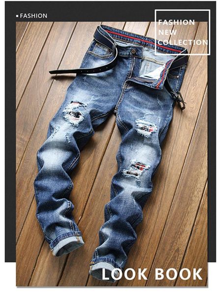 men's jeans ripped men casual coated slim straight-leg pants skirt biker male denim plus size 38, Blue
men's jeans ripped men casual coated slim straight-leg pants skirt biker male denim plus size 38, Blue
