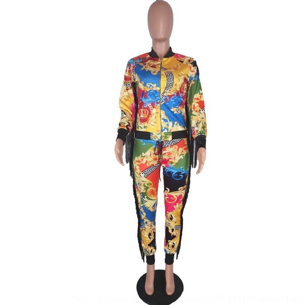 u8pfd autumn women's s3687 new suit pants suitdigital pants set casual tassel printing color digital threaded trousers set qould, Black
u8pfd autumn women's s3687 new suit pants suitdigital pants set casual tassel printing color digital threaded trousers set qould, Black