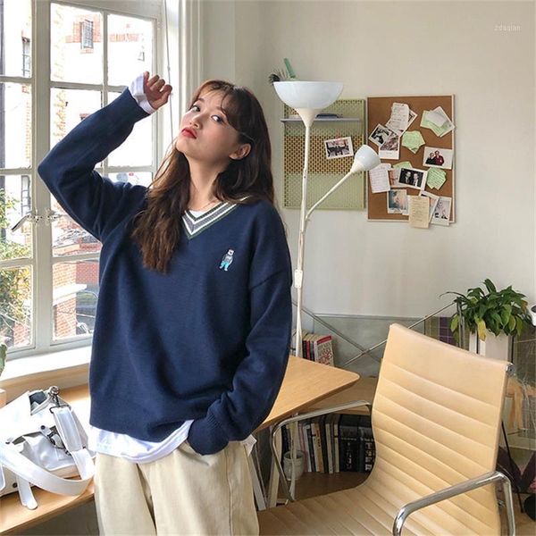 women's sweaters women's japanese kawaii ulzzang cartoon bear color matching v-neck sweater female korean harajuku clothing for wo, White;black
women's sweaters women's japanese kawaii ulzzang cartoon bear color matching v-neck sweater female korean harajuku clothing for wo, White;black