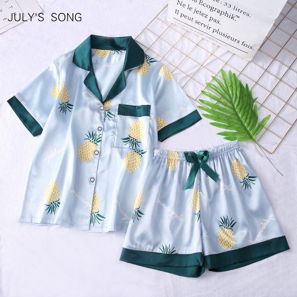 july's song women's faux silk satin pajamas set short sleeves sleepwear pajamas suit shorts female pajamas two piece set lounge t2, Black;red
july's song women's faux silk satin pajamas set short sleeves sleepwear pajamas suit shorts female pajamas two piece set lounge t2, Black;red