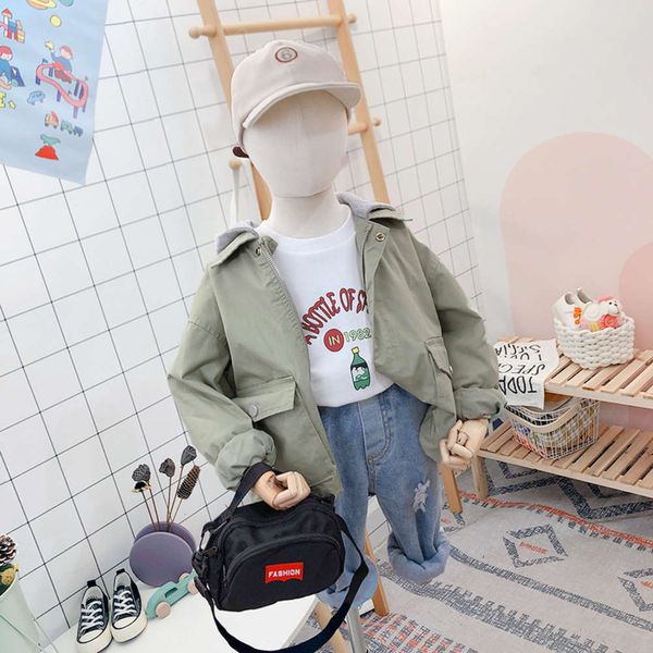 hooded dream spring wear casual 2021 solid color children's zipper coat nc2111410, Black 
hooded dream spring wear casual 2021 solid color children's zipper coat nc2111410, Black