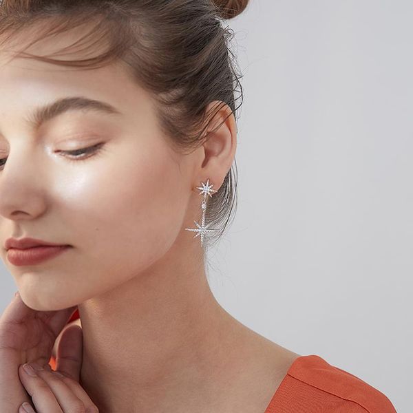 xinwei earrings new simple star earrings female long section artificial zircon pendant jewelry gift, Silver
xinwei earrings new simple star earrings female long section artificial zircon pendant jewelry gift, Silver