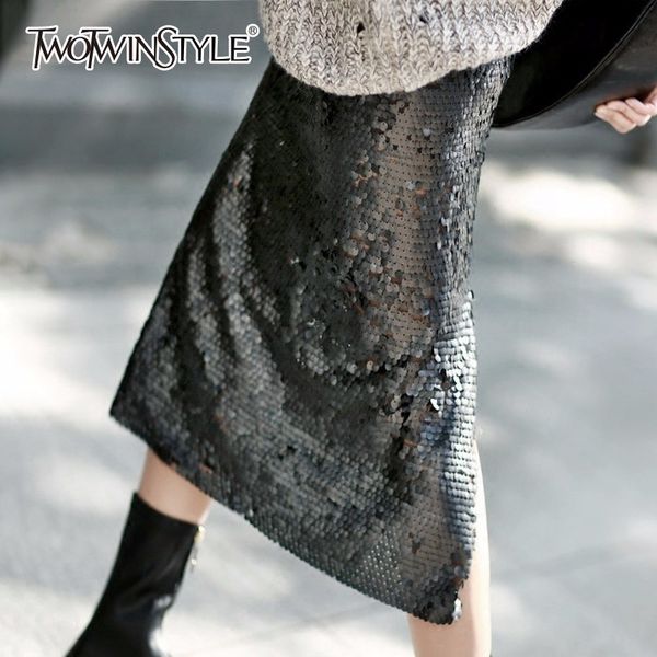 twotwinstyle sequins split skirt for women high waist bodycon plus size a line midi long skirts spring fashion clothes y200326, Black
twotwinstyle sequins split skirt for women high waist bodycon plus size a line midi long skirts spring fashion clothes y200326, Black