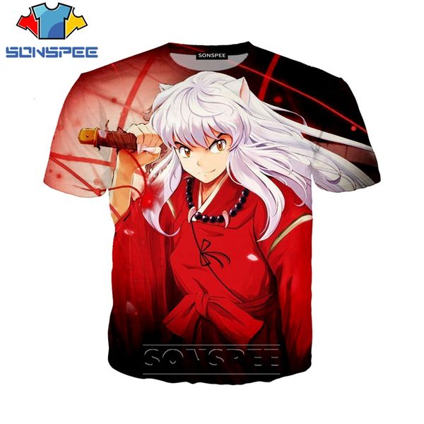 anime inuyasha new popular 3d print shirts anime aesthetic kawaii men clothing