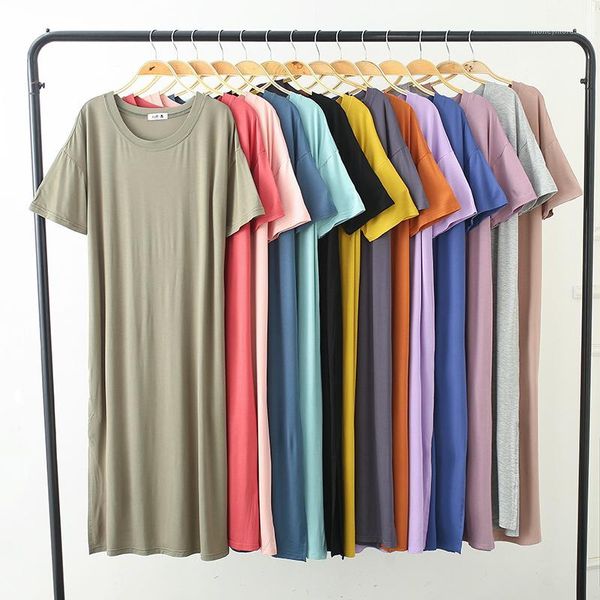 lingerie solid long nightgown soft modal short sleeve ladies sleep shirt sleepwear summer loose pregnant nighty nightdress1, Black;red
lingerie solid long nightgown soft modal short sleeve ladies sleep shirt sleepwear summer loose pregnant nighty nightdress1, Black;red