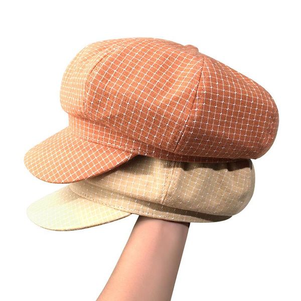 stingy brim hats solid color plaid beret casual painter hat peaked octagonal 14, Blue;gray
stingy brim hats solid color plaid beret casual painter hat peaked octagonal 14, Blue;gray