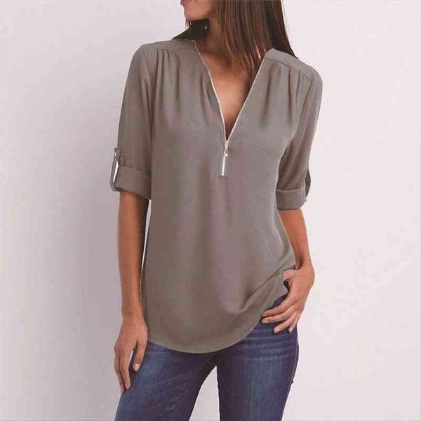shirt plus size women blouse casual long sleeve v-neck zipper loose blouse summer shirts large size, White
shirt plus size women blouse casual long sleeve v-neck zipper loose blouse summer shirts large size, White