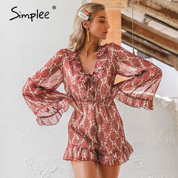 simplee v neck lace up floral print women playsuits elegant flare sleeve chiffon jumpsuits romper holiday beach ladies overalls y200422, Black;white
simplee v neck lace up floral print women playsuits elegant flare sleeve chiffon jumpsuits romper holiday beach ladies overalls y200422, Black;white
