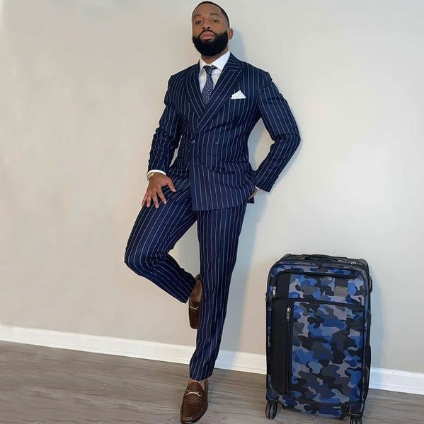 dark blue vertical stripe mens suits slim fit wedding grooms tuxedos peaked lapel formal blazer custom made prom suit (jacket+pants), Black;gray
dark blue vertical stripe mens suits slim fit wedding grooms tuxedos peaked lapel formal blazer custom made prom suit (jacket+pants), Black;gray