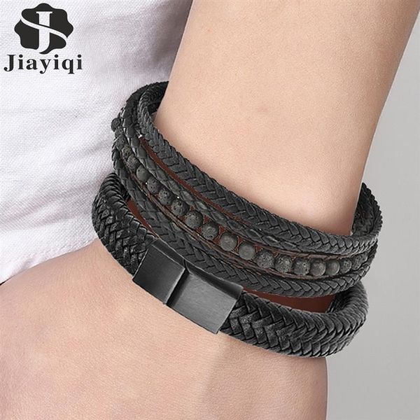 2pcs/set black leather bracelets men natural stone beaded stainless steel magnetic clasp braided cuff bangles punk male jewelry y200730
2pcs/set black leather bracelets men natural stone beaded stainless steel magnetic clasp braided cuff bangles punk male jewelry y200730