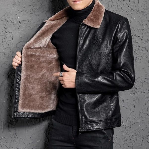 winter fleece warm leather jackets men fur collar slim zippers long sleeve pu faux leather coats male vintage fashion overcoats, Black
winter fleece warm leather jackets men fur collar slim zippers long sleeve pu faux leather coats male vintage fashion overcoats, Black