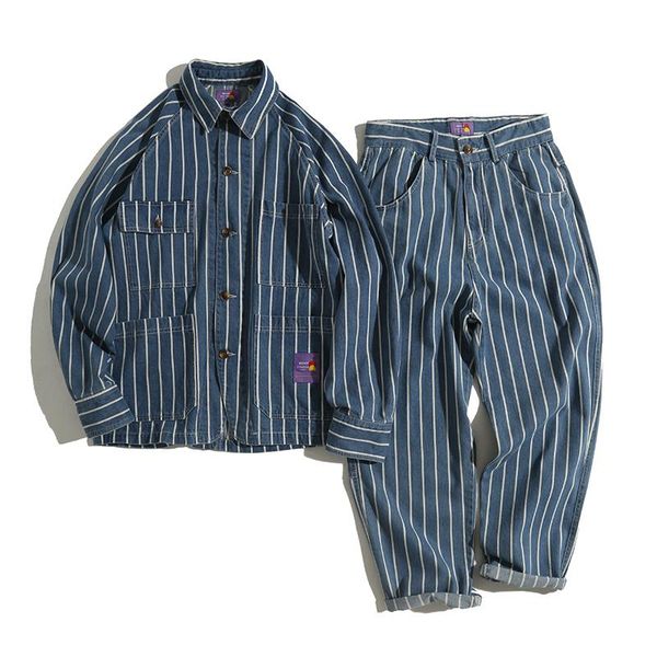 men casual stripe loose denim cargo jacket overcoat male japan streetwear hip hop loose jeans coat outerwear, Black;brown
men casual stripe loose denim cargo jacket overcoat male japan streetwear hip hop loose jeans coat outerwear, Black;brown