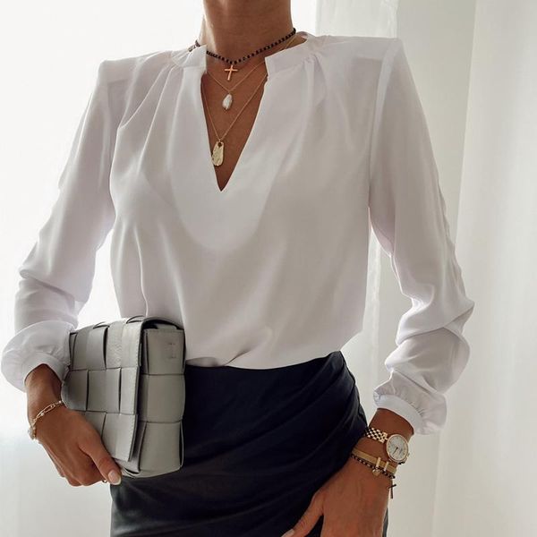 women's blouses & shirts women autumn long sleeve solid color blouse 2021 casual v neck office ladies white black loose
women's blouses & shirts women autumn long sleeve solid color blouse 2021 casual v neck office ladies white black loose