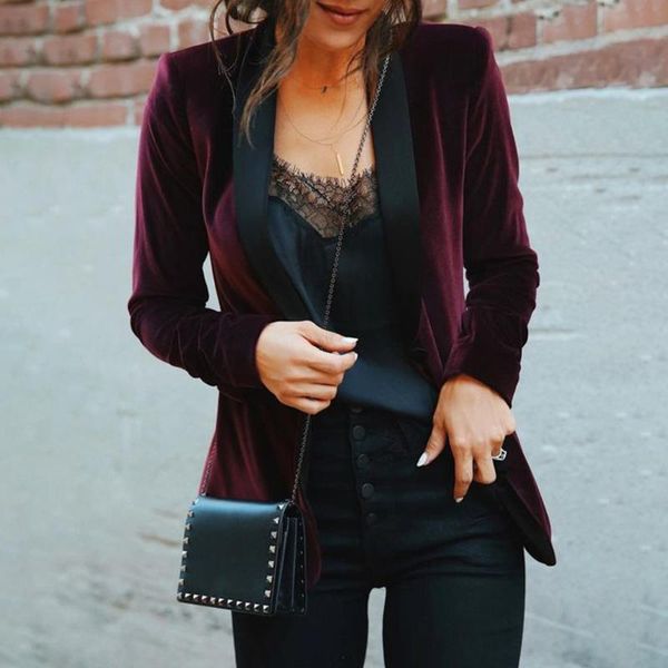 spring new women velvet suit long sleeve wine red jacket lapel office lady business coat 2020 retro girls contrast outwear d30, Black;brown
spring new women velvet suit long sleeve wine red jacket lapel office lady business coat 2020 retro girls contrast outwear d30, Black;brown