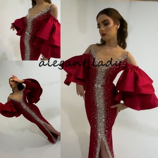 burgundy arabic mermaid evening dresses 2021 crystal beaded puffy half sleeves sheer neck long prom gowns vestidos de fiesta, Black
burgundy arabic mermaid evening dresses 2021 crystal beaded puffy half sleeves sheer neck long prom gowns vestidos de fiesta, Black