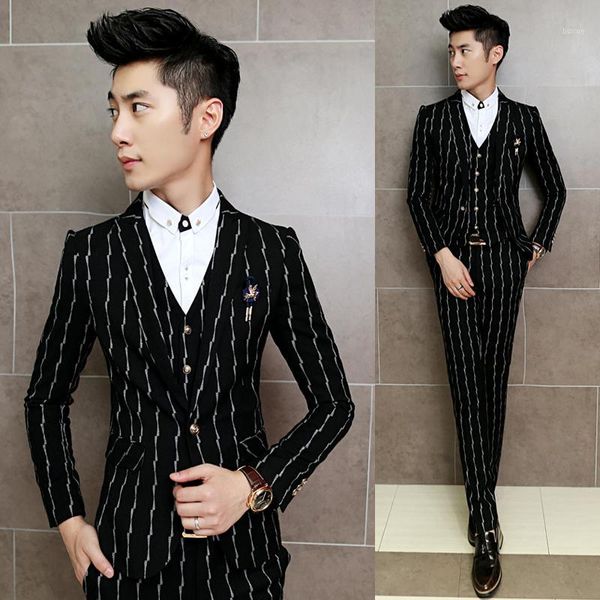 men's suits & blazers striped men three-piece set ,business wedding mens with pant and vest slim fit blazer jacket1, White;black
men's suits & blazers striped men three-piece set ,business wedding mens with pant and vest slim fit blazer jacket1, White;black