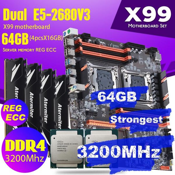 atermiter dual x99 motherboard with 2011-3 xeon e5 2680 v3*2 with 4pcs x 16gb = 64gb ddr4 3200mhz memory combo kit
atermiter dual x99 motherboard with 2011-3 xeon e5 2680 v3*2 with 4pcs x 16gb = 64gb ddr4 3200mhz memory combo kit