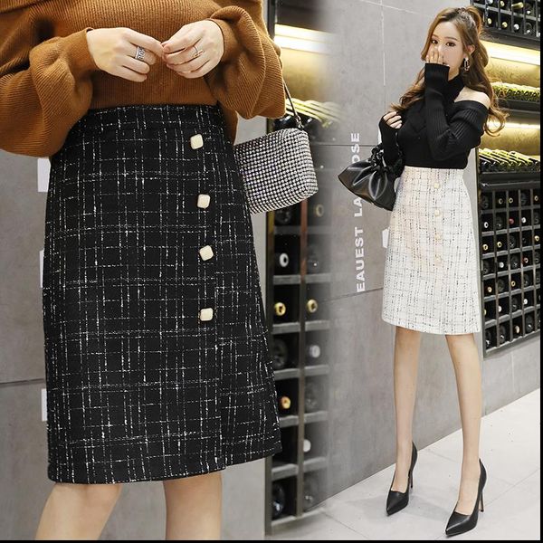 tweed plaid skirts womens 2019 spring autumn high waist button elegant office work midi skirt saia jupe falda, Black
tweed plaid skirts womens 2019 spring autumn high waist button elegant office work midi skirt saia jupe falda, Black