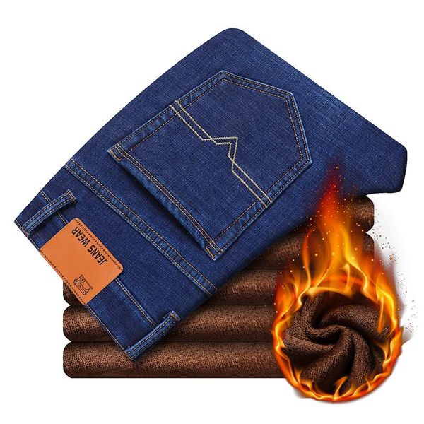 2020 new men's winter warm jeans blue black fashion casual fleece denim trousers male stretch plus velvet thicken office pants
2020 new men's winter warm jeans blue black fashion casual fleece denim trousers male stretch plus velvet thicken office pants