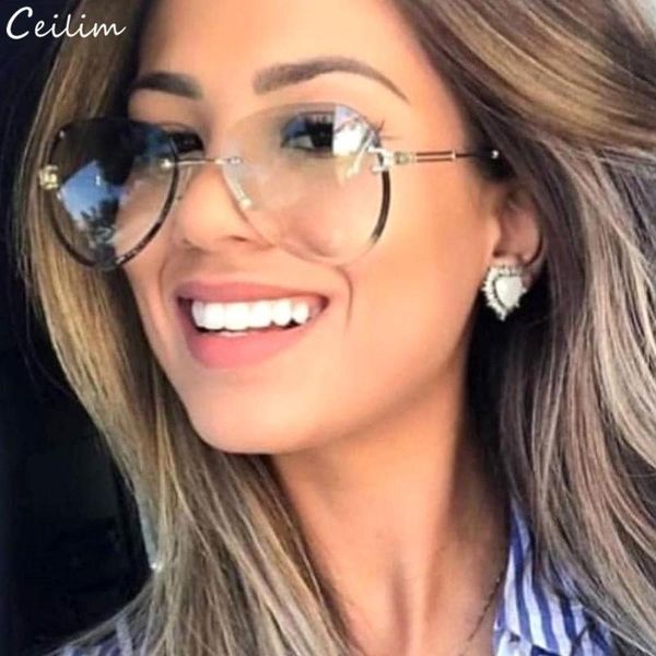 fashion clear gradient pilot sunglasses for women rimless sun glasses lady metal frame transparent eyewear, White;black
fashion clear gradient pilot sunglasses for women rimless sun glasses lady metal frame transparent eyewear, White;black