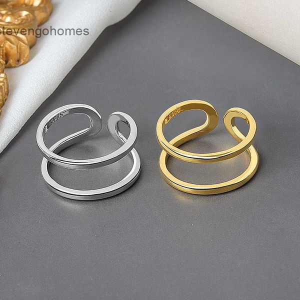 open ring jewelry double layer, Silver