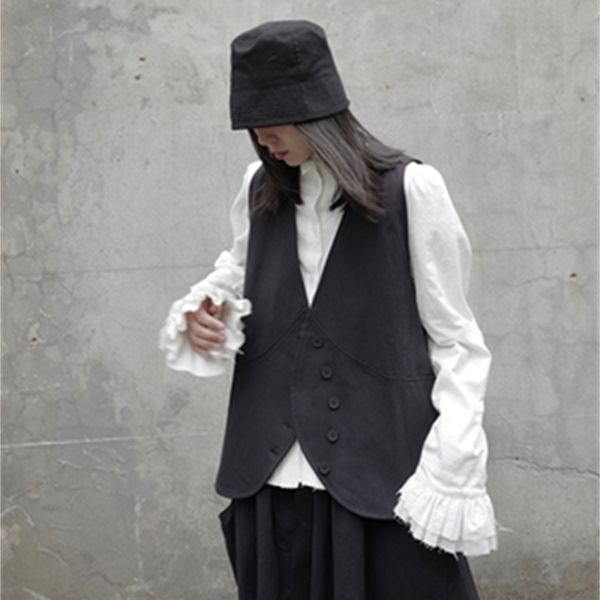 yamamoto style japanese asymmetric irregular waistcoat small design feeling jacket dark black tide 1023, Black;white
yamamoto style japanese asymmetric irregular waistcoat small design feeling jacket dark black tide 1023, Black;white