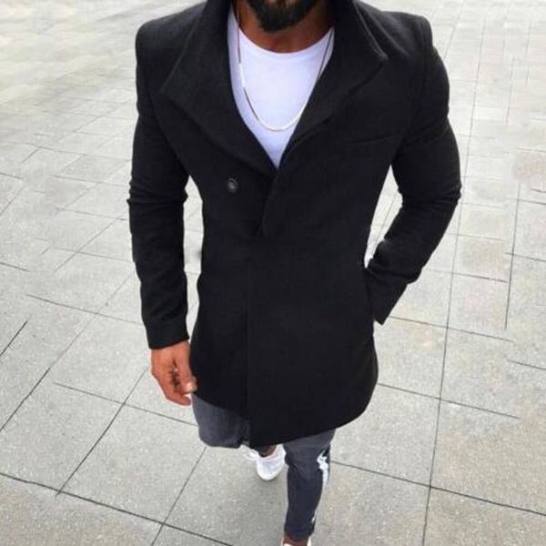 new fashion mens coat wool button solid color long sleeved windbreaker wool coat men winter men long trench 20201, Black
new fashion mens coat wool button solid color long sleeved windbreaker wool coat men winter men long trench 20201, Black