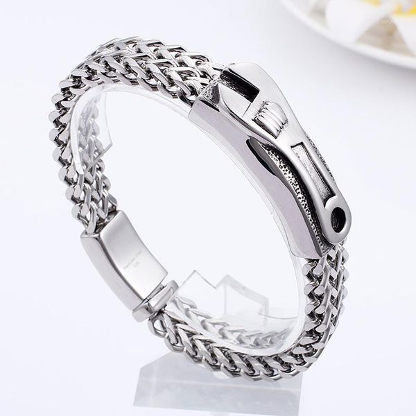 religious men's 316l stainless steel biker spanner id double figaro chain bracelet jewelry 12mm 8.66'' large1, Black
religious men's 316l stainless steel biker spanner id double figaro chain bracelet jewelry 12mm 8.66'' large1, Black