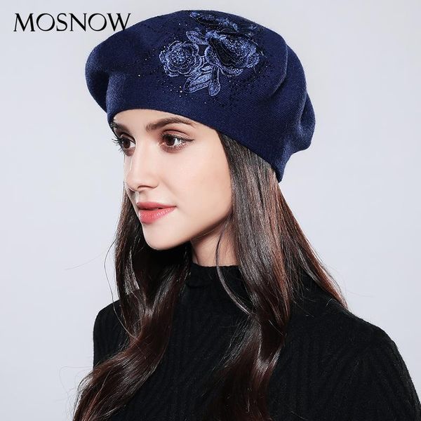 berets mosnow women beret elegant flower rhinestones 2021 autumn winter wool knitted female hats caps #mz740, Blue;gray
berets mosnow women beret elegant flower rhinestones 2021 autumn winter wool knitted female hats caps #mz740, Blue;gray