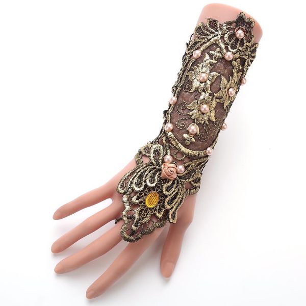 five fingers gloves exaggerated hand dressing gold lace pearl ladies' swordsman arms strap, Blue;gray
five fingers gloves exaggerated hand dressing gold lace pearl ladies' swordsman arms strap, Blue;gray
