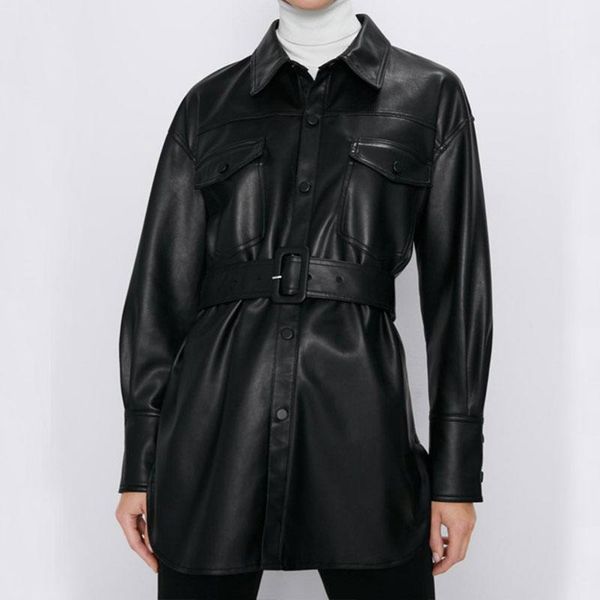 2020 pu jacket women new fashion faux leather jackets ladies slim tie belt waist pockets buttons coats shirts female1, Black
2020 pu jacket women new fashion faux leather jackets ladies slim tie belt waist pockets buttons coats shirts female1, Black