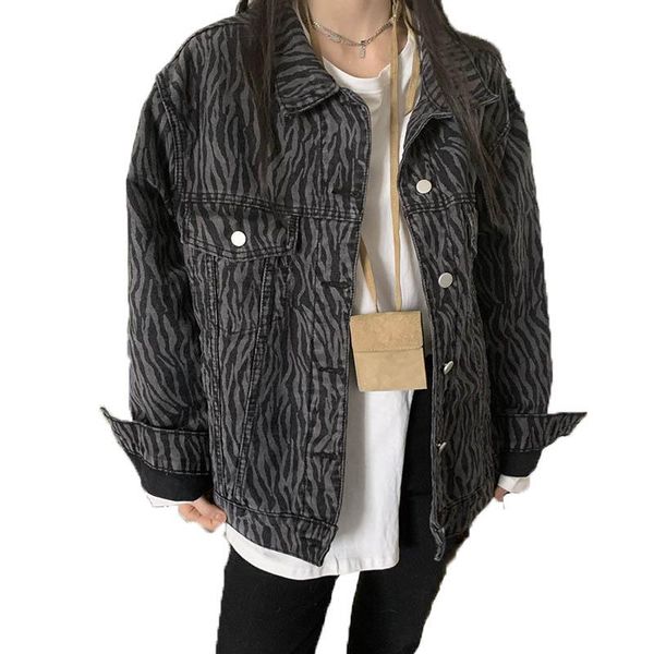 women's jackets zebra pattern denim jacket coats women autumn korean fashion lapel long sleeve jeans ladies casual loose cowboy outerwe, Black;brown
women's jackets zebra pattern denim jacket coats women autumn korean fashion lapel long sleeve jeans ladies casual loose cowboy outerwe, Black;brown