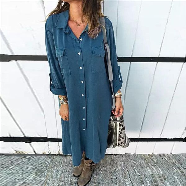 womens fashion dresses buttoned solid color long sleeved shirt pocket dress elegant retro boho dress vestido manga larga, Black;gray
womens fashion dresses buttoned solid color long sleeved shirt pocket dress elegant retro boho dress vestido manga larga, Black;gray